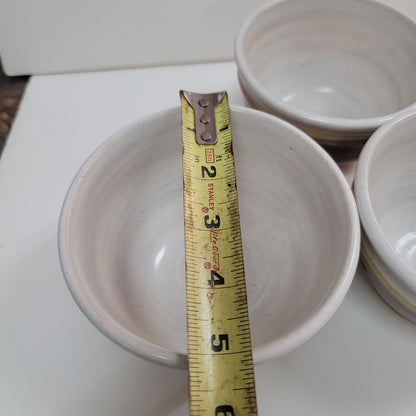 Lot of 3 handmade art pottery studio tea bowls Earthtones brown white sand Clay