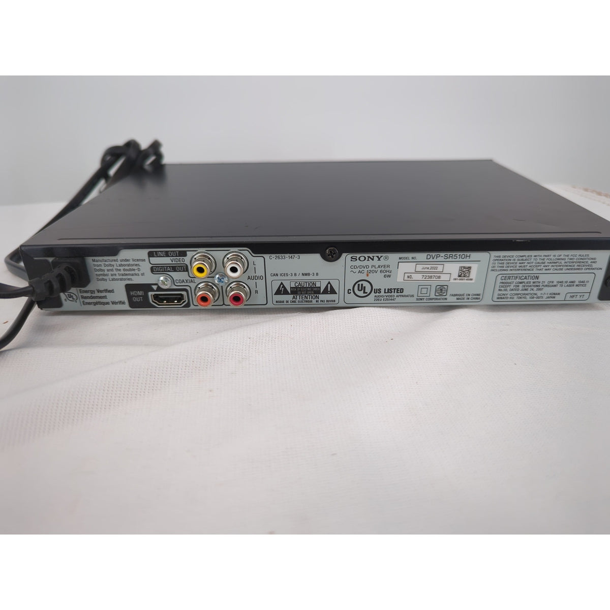 Sony HDMI DVD CD Player Dvp-SR510H Upscaling 1080p Compact Audio Video Remote