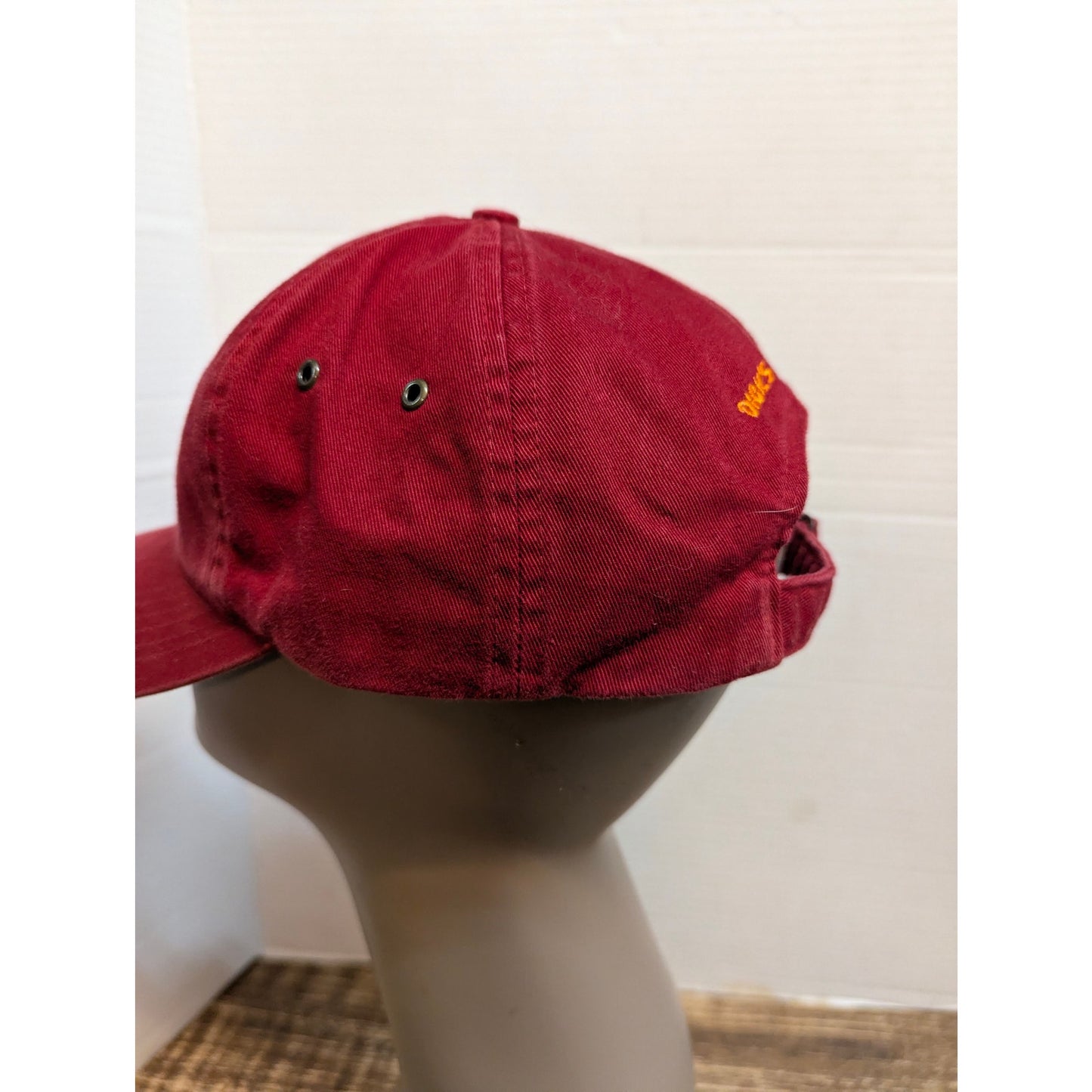 Vintage 1990s Gary's Island Red Strapback Baseball Cap Hat Retro Y2K