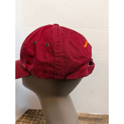 Vintage 1990s Gary's Island Red Strapback Baseball Cap Hat Retro Y2K