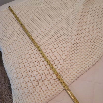 AMAZING handmade crochet blanket coverlet white geometric queen full bedspread
