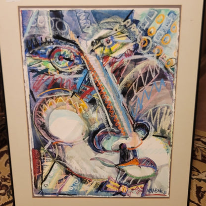 Mark Vranesh Original Abstract '91 Neo-Brutalist Face 30" x 22 Fusion Watercolor