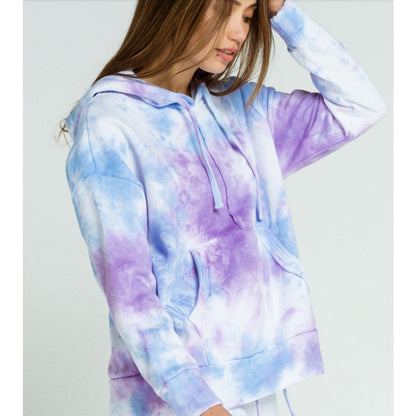 FREE PEOPLE Tie Dye Work It Out Womens Hoodie Size XS SOFT purple combo