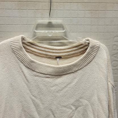 Free People Ivory Combo Street Fair XS Sweater NEW Ribbed Cuffs Waist Crew Neck