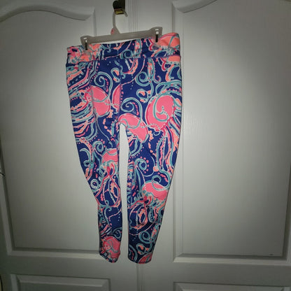 Lilly Pulitzer Luxletic Leggings Pink Blue Floral Paisley Preppy Palm Beach Extra Large