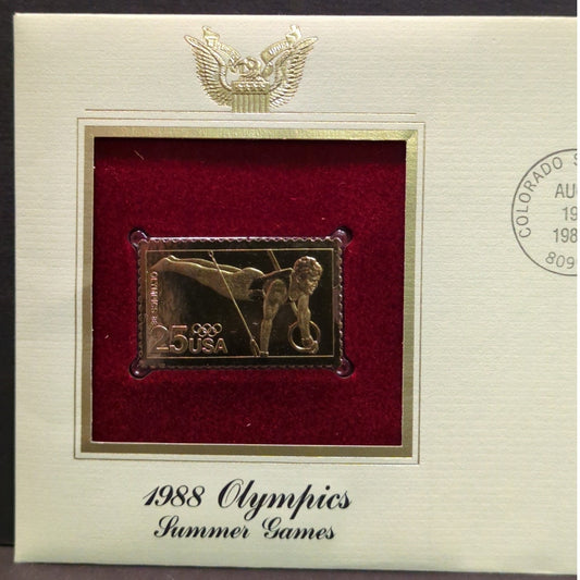 Golden Replicas of United States Stamps Collectible 22kt Gold 1988 OLYMPICS