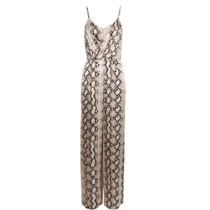 L'Agence Maeve Snake Print Wide-Leg Jumpsuit Spaghetti Straps pockets size 4 NEW