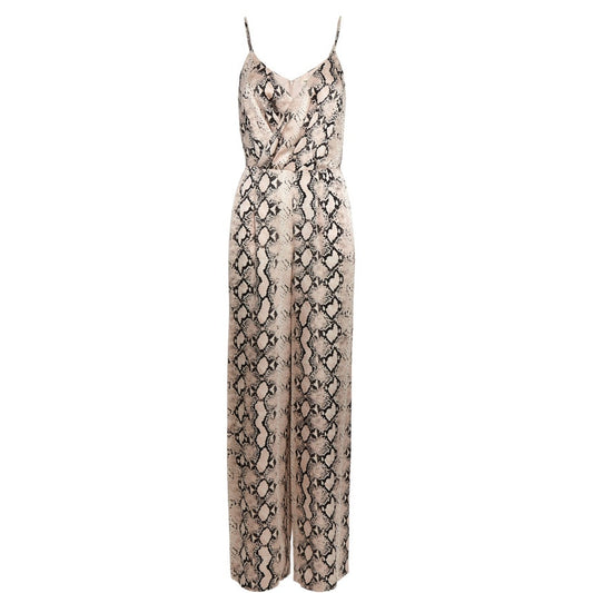 L'Agence Maeve Snake Print Wide-Leg Jumpsuit Spaghetti Straps pockets size 4 NEW