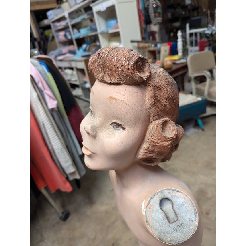 SPRITELY KID vintage GIRL mannequin with stand NO Arms 40's Victory roll Hairdo