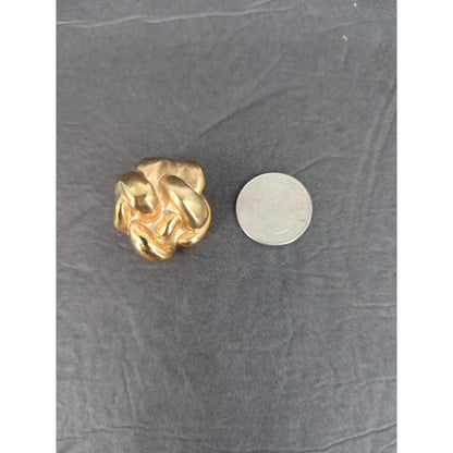 Vintage Gold Tone Chunky Knot Swirl Clip On Earrings Retro Costume Jewelry