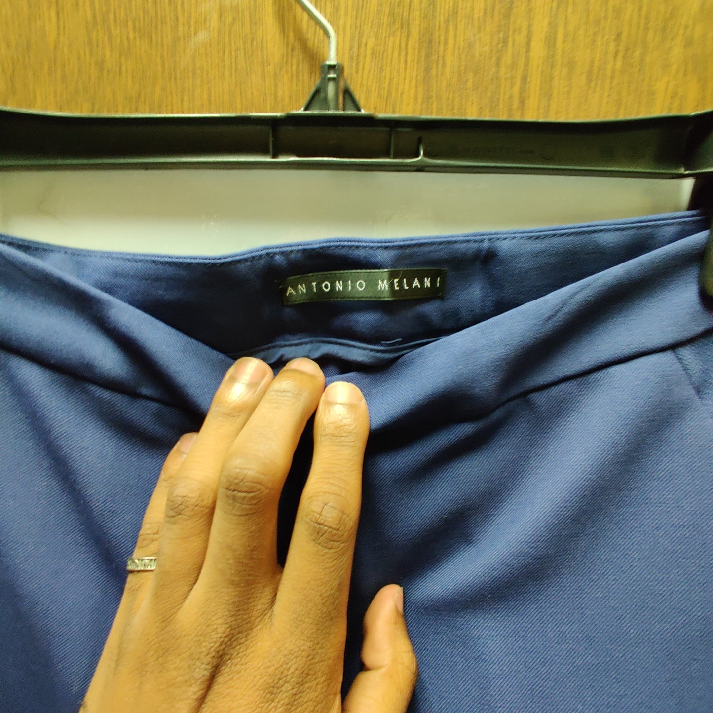 Antonio Melani Royal Blue Wool Blend Side Zip Trousers Career Minimalist Slim 2