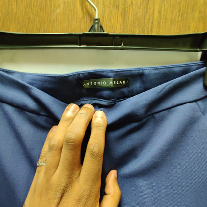 Antonio Melani Royal Blue Wool Blend Side Zip Trousers Career Minimalist Slim 2