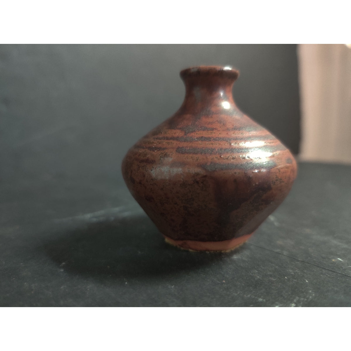 Vintage Studio Pottery Brown Miniature Bud Vase Handcrafted Small Art Pottery