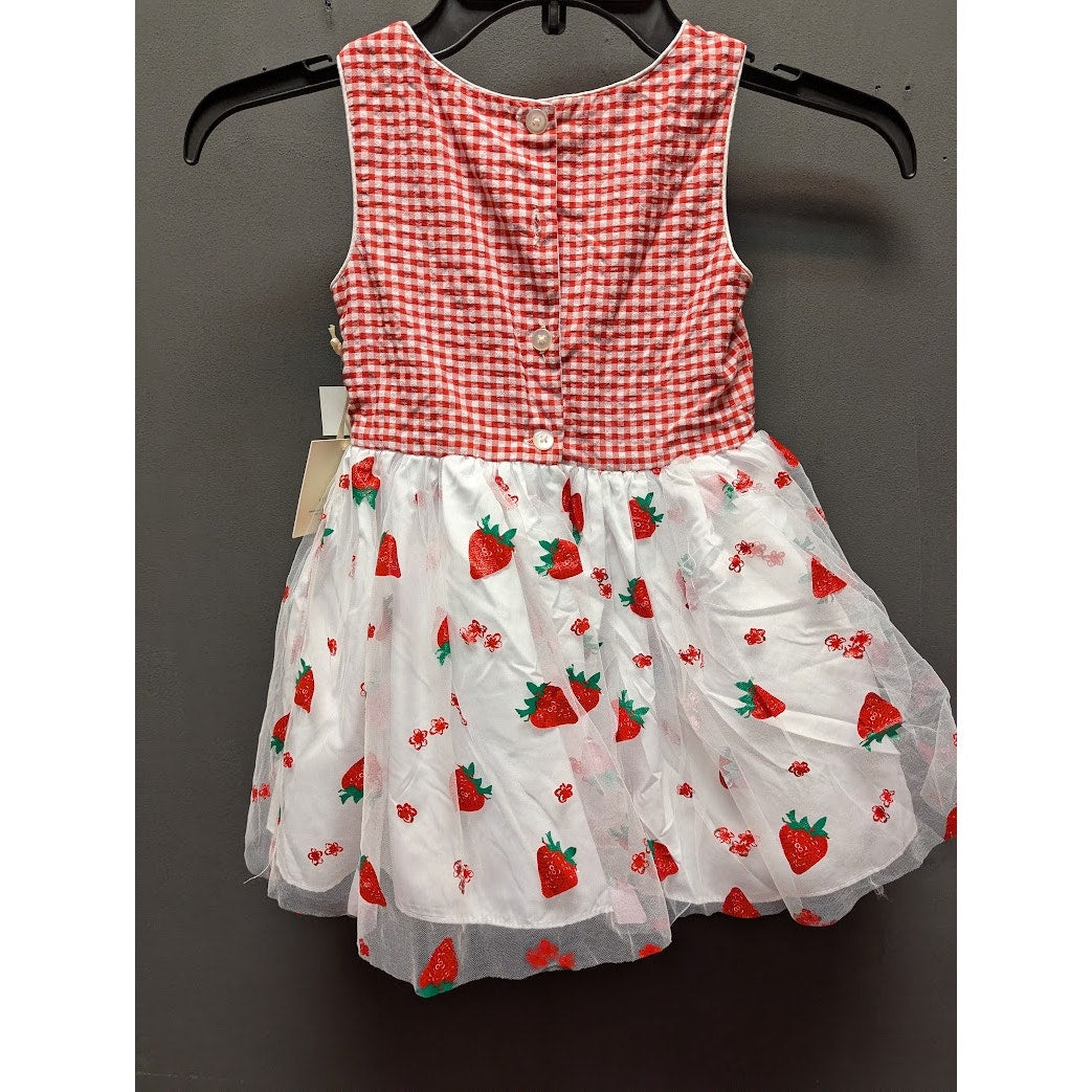 Laura Ashley London Toddler Girls Strawberry Gingham Tulle Dress NWT Size 3T