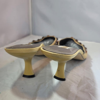 Marino boutique Womens Shoes Size 10 embellished cream dress mules kitten heel