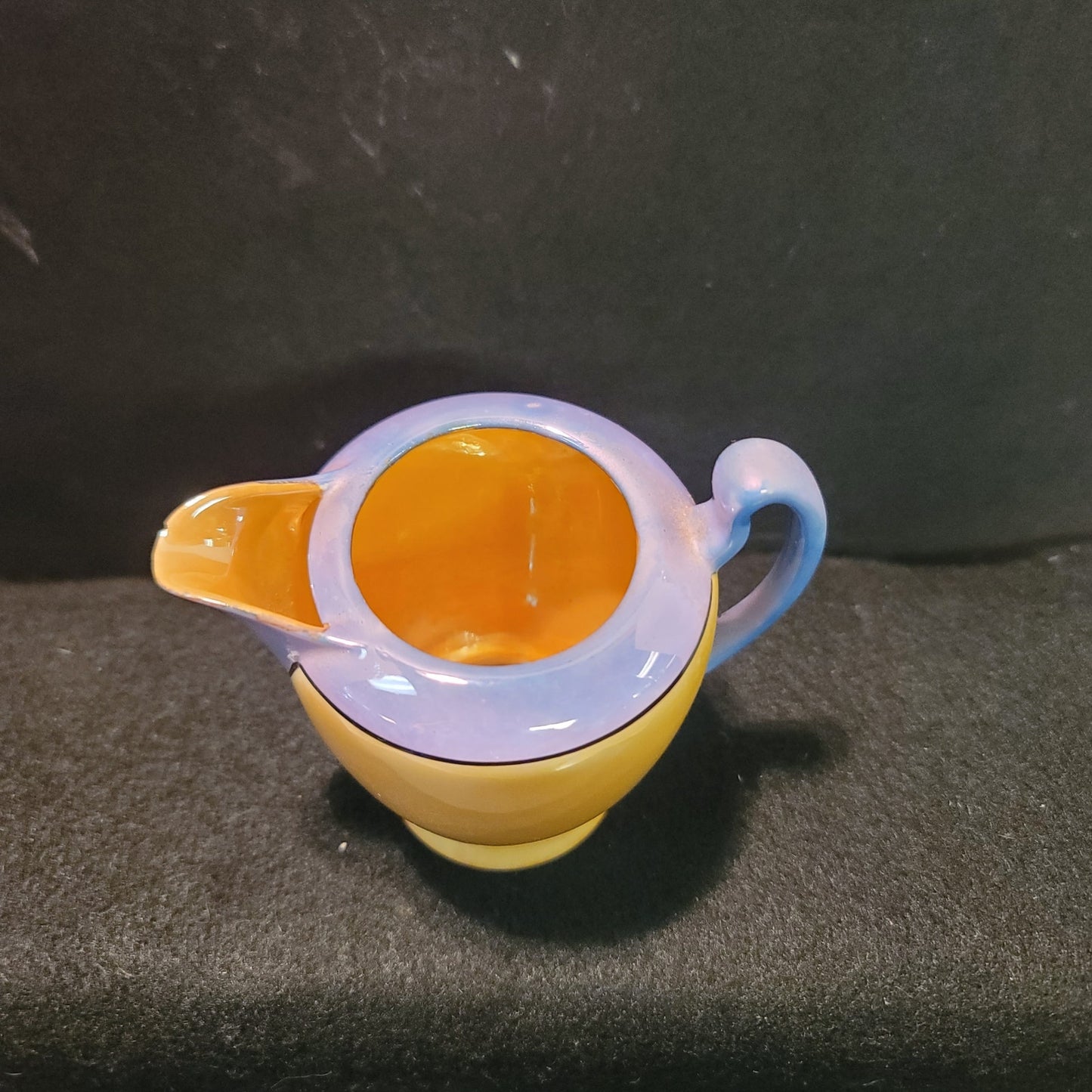 Takito Golden Orange Blue Lusterware Vintage Japanese Creamer Pitcher 4"