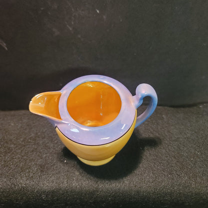 Takito Golden Orange Blue Lusterware Vintage Japanese Creamer Pitcher 4"