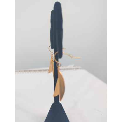 Area Stars 14K Gold Plated Brass Leaf Dangle Earrings Elegant Minimalist