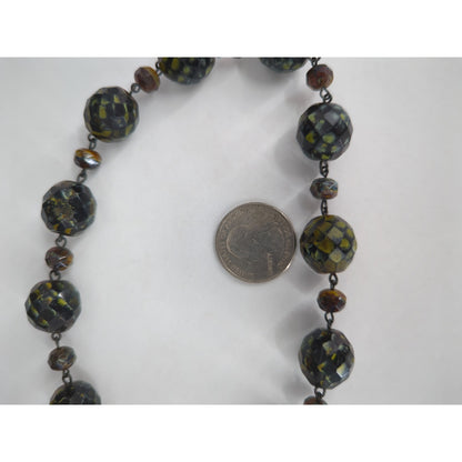 Vintage Large Swirl Bead Statement Necklace 1980s Retro Fashion Jewelry Choker