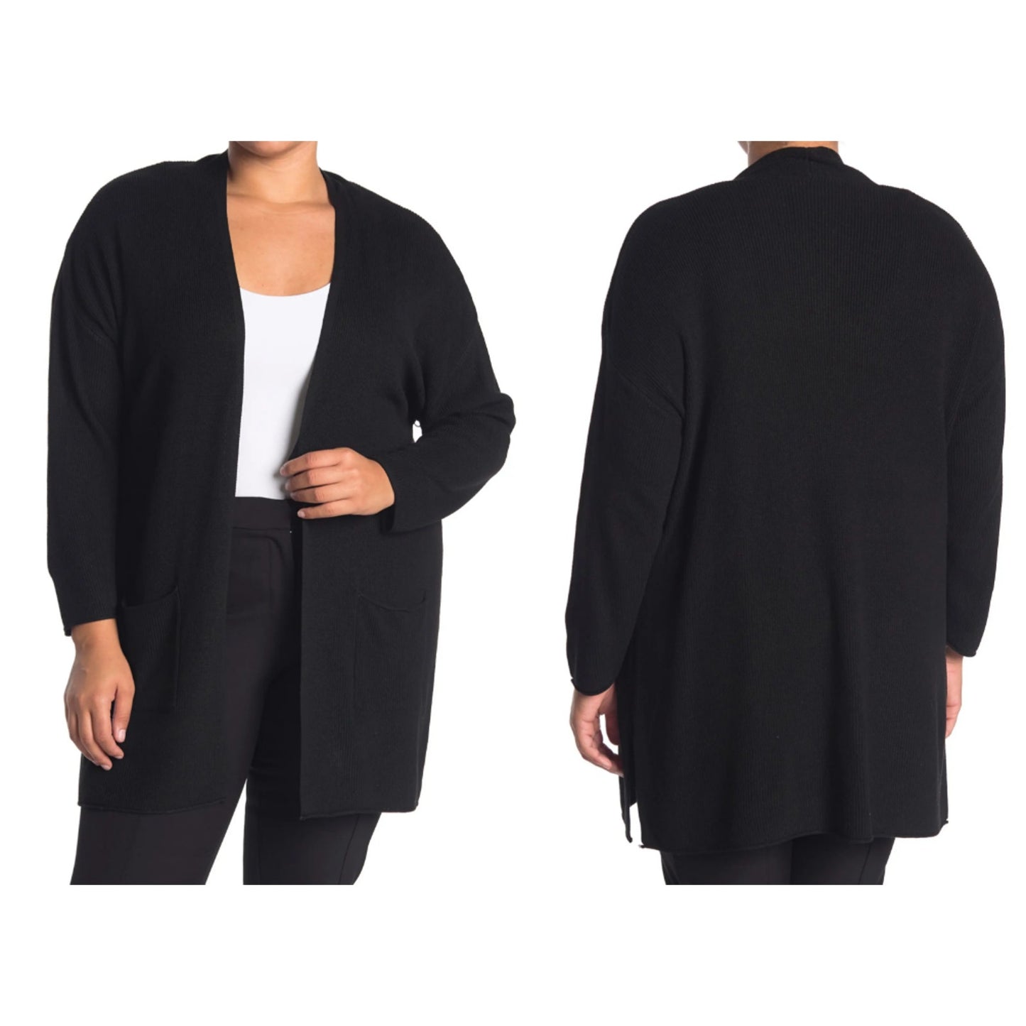 T Tahari Women's Open Front Cardigan Sweater XXSMALL Black NWT Pockets CASHMERE