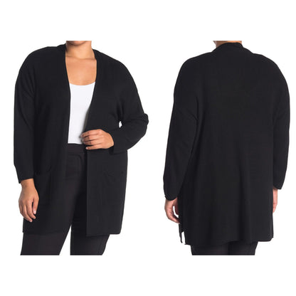 T Tahari Women's Open Front Cardigan Sweater XXSMALL Black NWT Pockets CASHMERE
