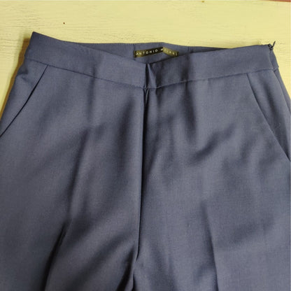 Antonio Melani Royal Blue Wool Blend Side Zip Trousers Career Minimalist Slim 2