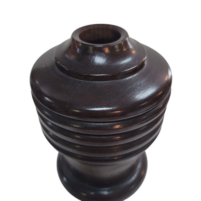 Hand turned black walnut vase heavy aged solid wood crackle varnish vessel