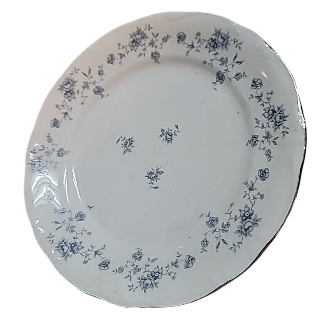 JOHANN HAVILAND Bavaria Blue Garland 10" Dinner Plate Germany SILVER RIM