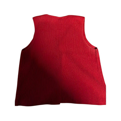 Gap Size Medium Ribbed Sleeveless button up sweater vest top Red Vneck Y2K