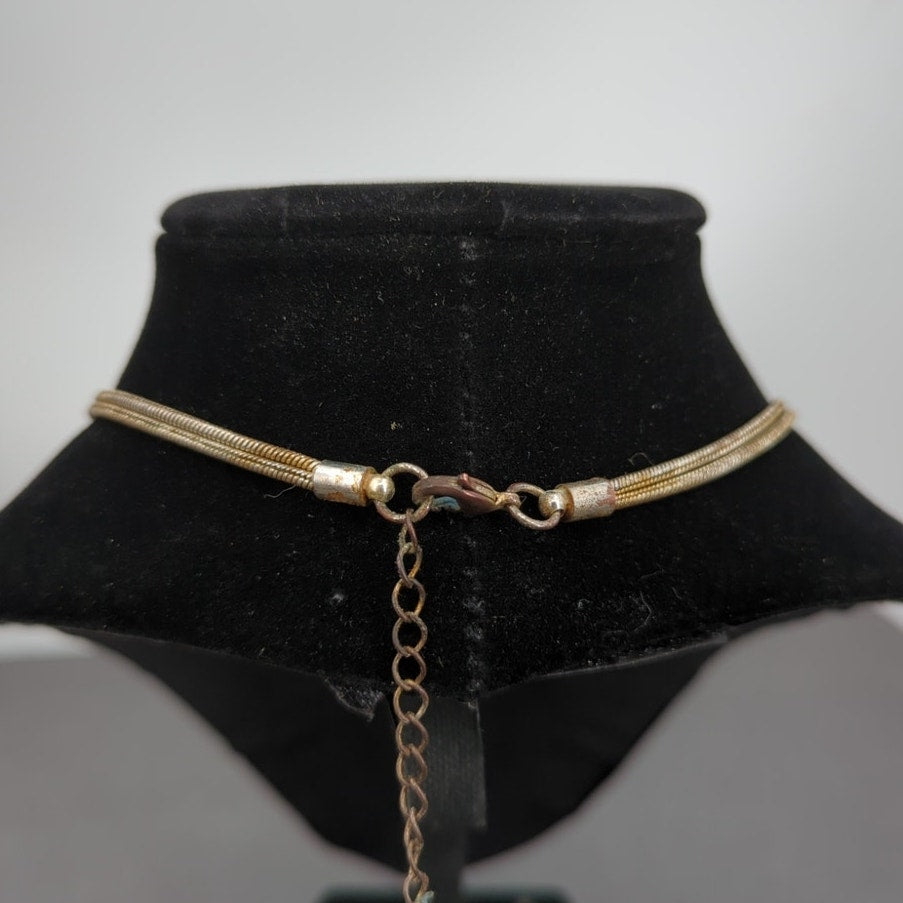 Vintage Fashion Necklace bold red statement box chain large pendant