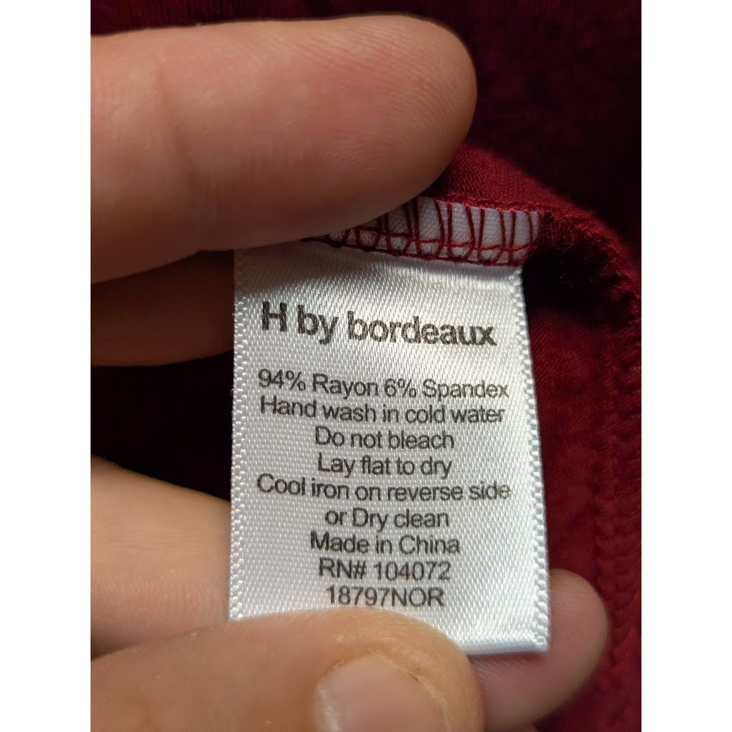 H By Bordeaux One Sleeve Blouse Women's Small Burgundy Stretch Rayon Spandex