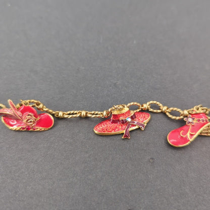 Vintage Avon Red Hat Red Shoes Purses 9 Charm Fashion BRACELET