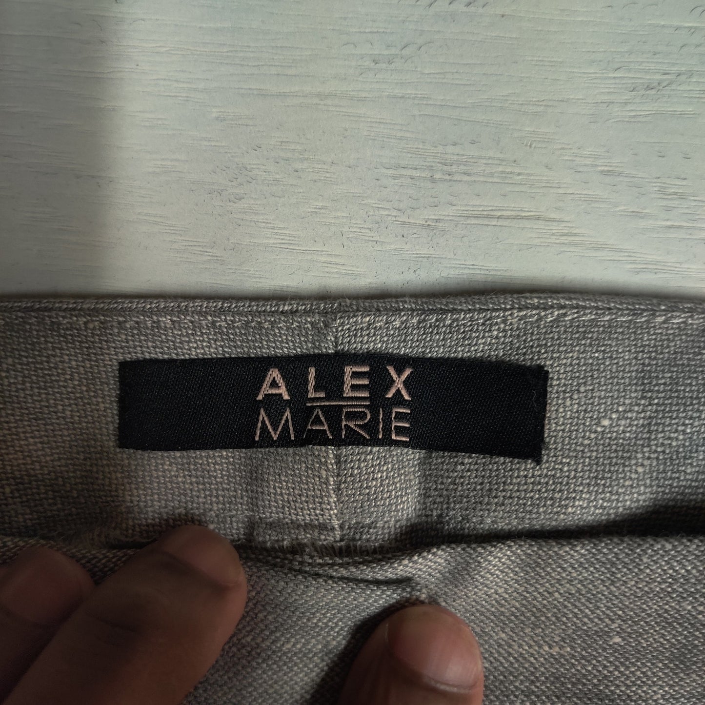 Alex Marie Flat Front Linen Blend Trousers Womens 2 Grey Minimalist Pants Career