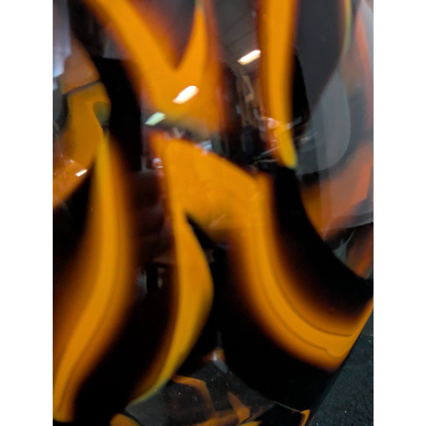 Vintage Tortoiseshell Art Glass Statement Vase LARGE Amber and Orange Swirls