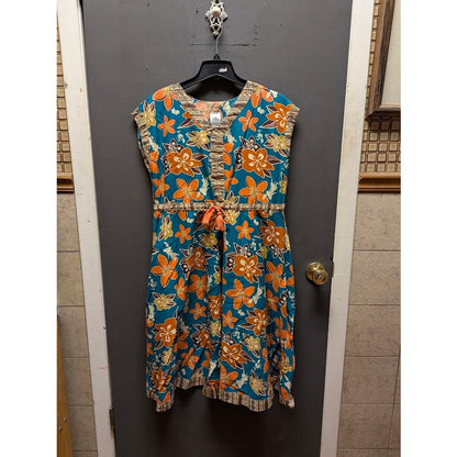 Disney The Dress Shop Dress Small Teal Orange Floral Tiki Disneybound Moana