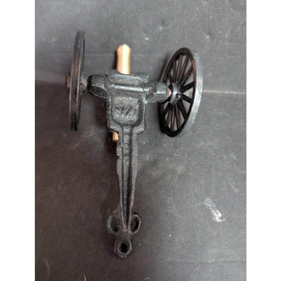 Vintage Cast Iron Brass MFCO Cannon Wheels Battlefield Pull behind Miniature 1/3