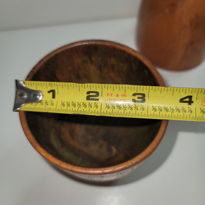 Pair hand turned wood  cups 4" tall