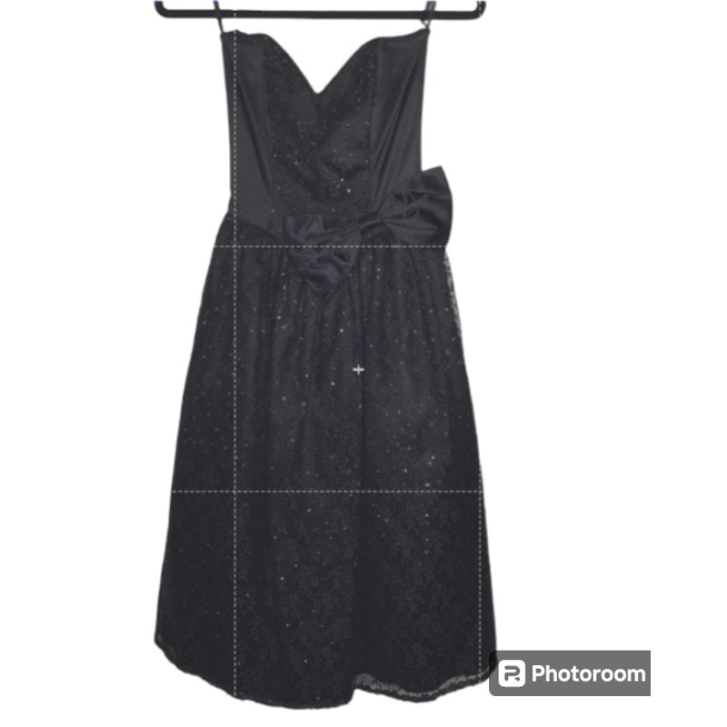 Gunne Sax Jessica McClintock VINTAGE Black Dress XS PROM Sparkles Strapless Bow