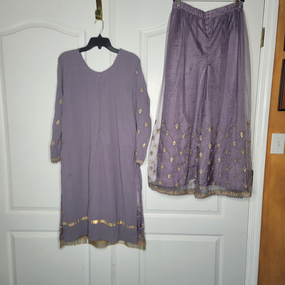 EBAZAAR colleen 2pc Purple Gold Pants Tunic XL/2XL harem pants NEW