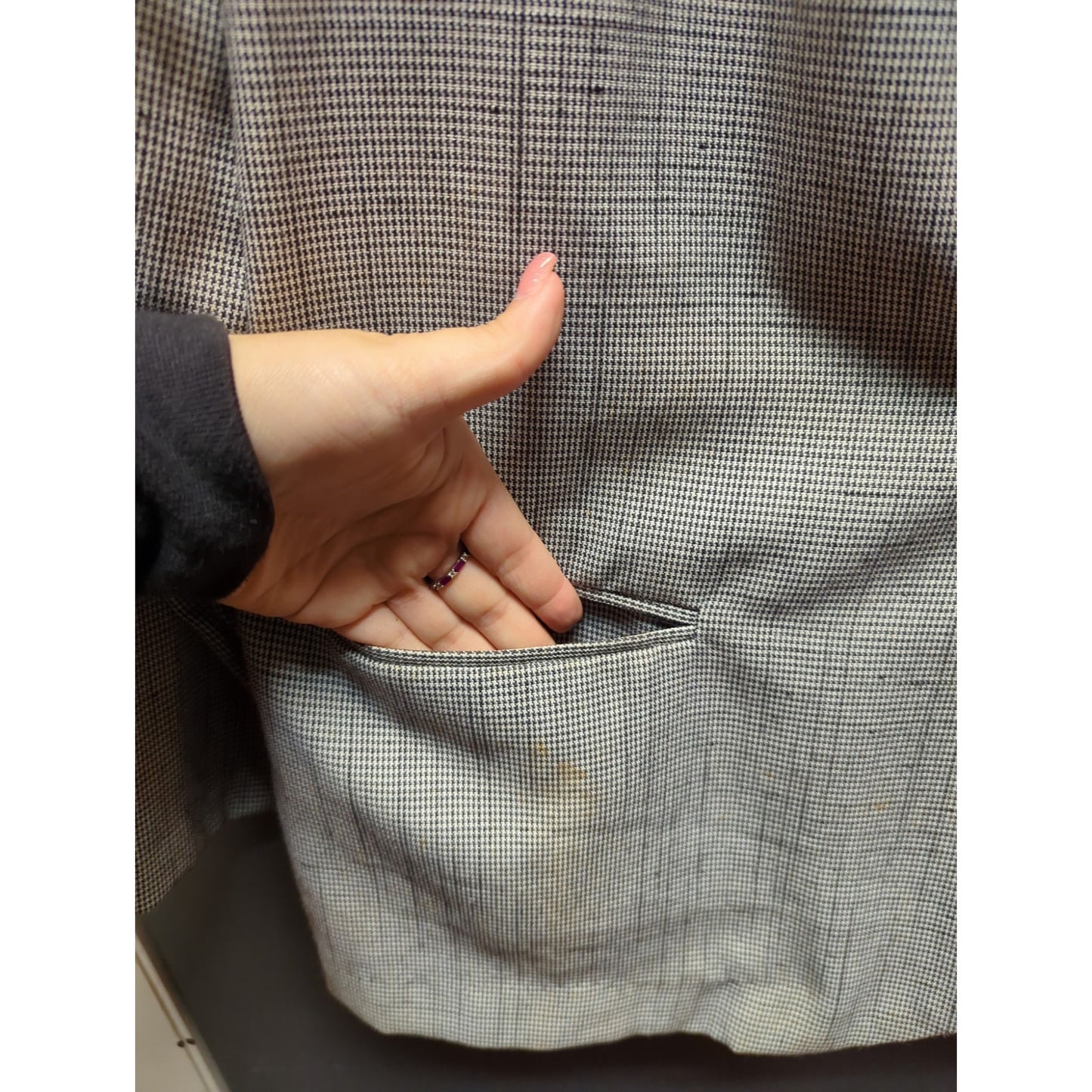 Sellecca Vintage Plaid Blazer Jacket Grey Textured Office Career Chic Size 20