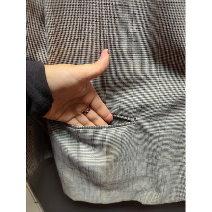 Sellecca Vintage Plaid Blazer Jacket Grey Textured Office Career Chic Size 20