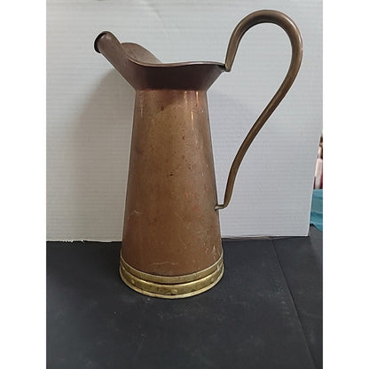 Vintage Tagus R-62 Copper And Brass 11” Pitcher. Made In Portugal.