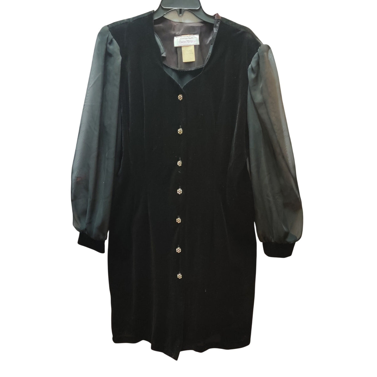 Vintage Sweet Miranda Velvet Dress 80s Whimsigoth Chiffon Sleeve Size 16