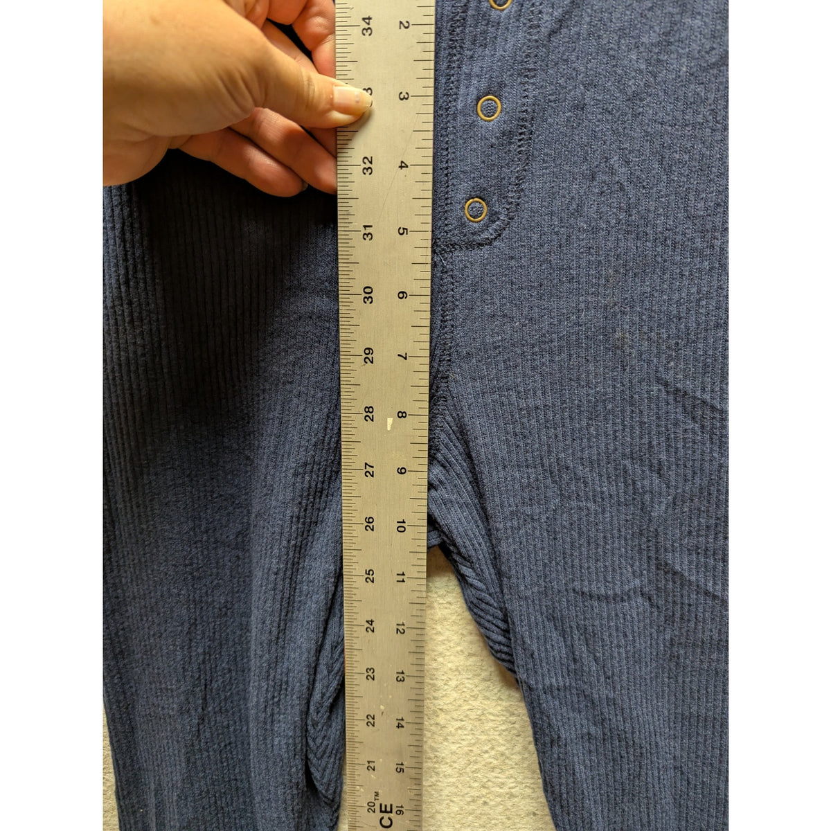 FREE PRESS Size Medium Ribbed Leggings Blue Pajama Bottoms Joggers
