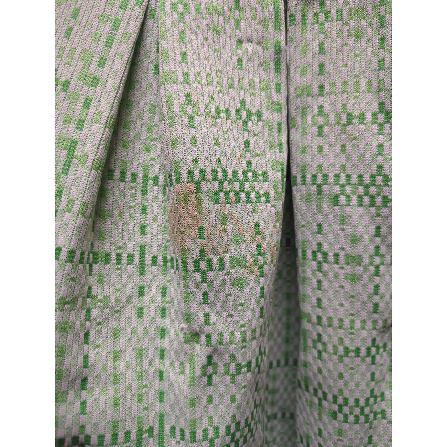 Vintage Polyester Knit 2 pc. pleated skirt blouse Set Green Size Medium