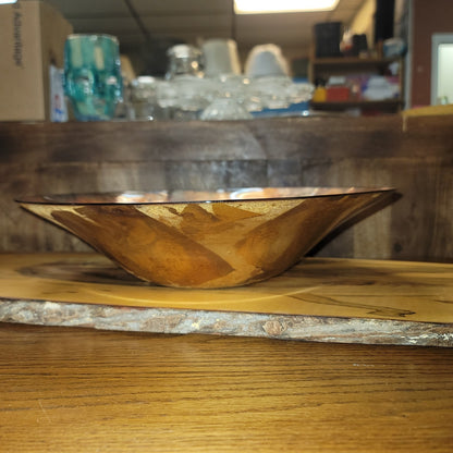 Large 16" Copper Bowl Foil Leaf Decorative Centerpiece Artisan Glass Consol