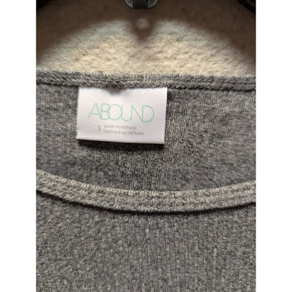 Abound Side Slit Rib Knit Long Sleeve Round Neck Midi Dress Sz Small Grey NWT