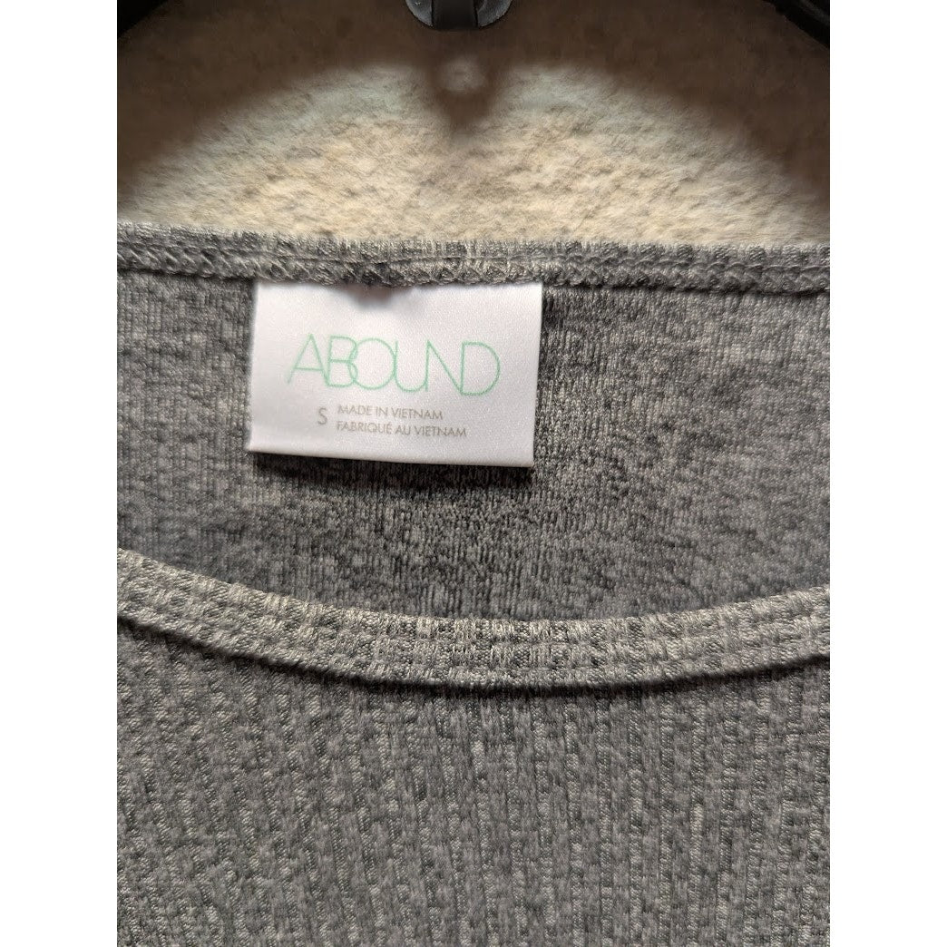 Abound Side Slit Rib Knit Long Sleeve Round Neck Midi Dress Sz Small Grey NWT