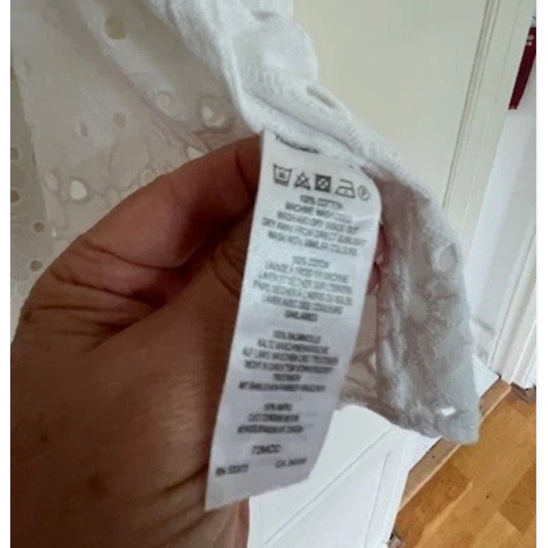 French Connection Eyelet White cotton Broderie oversized shirt blouse small