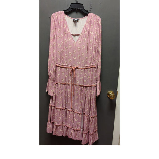 Paige Small Floral Pink dress Tiered Ruffled Boho Cottage Peasant cinch waist